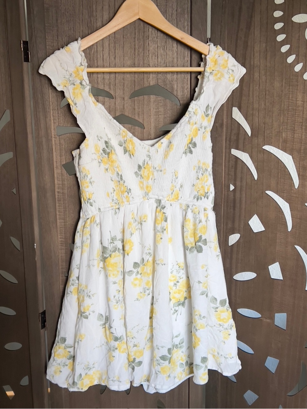 Hollister White Dress with Yellow Floral Print